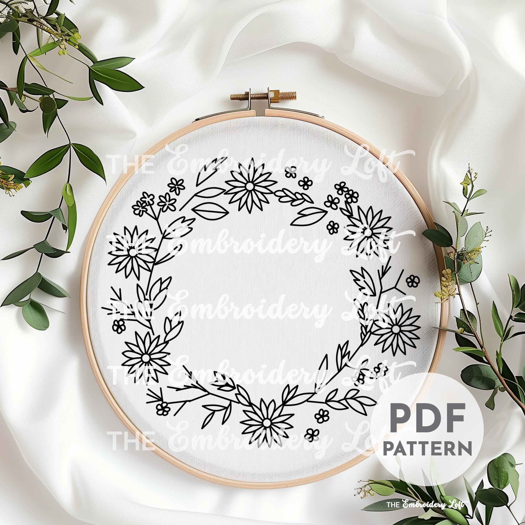Prairie Wreath Hand Embroidery Pattern