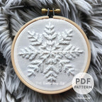 White Snowflake Hand Embroidery Pattern