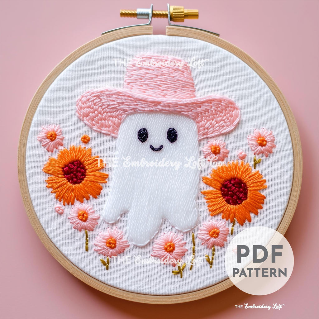 Retro Cowgirl Ghost Hand Embroidery Pattern