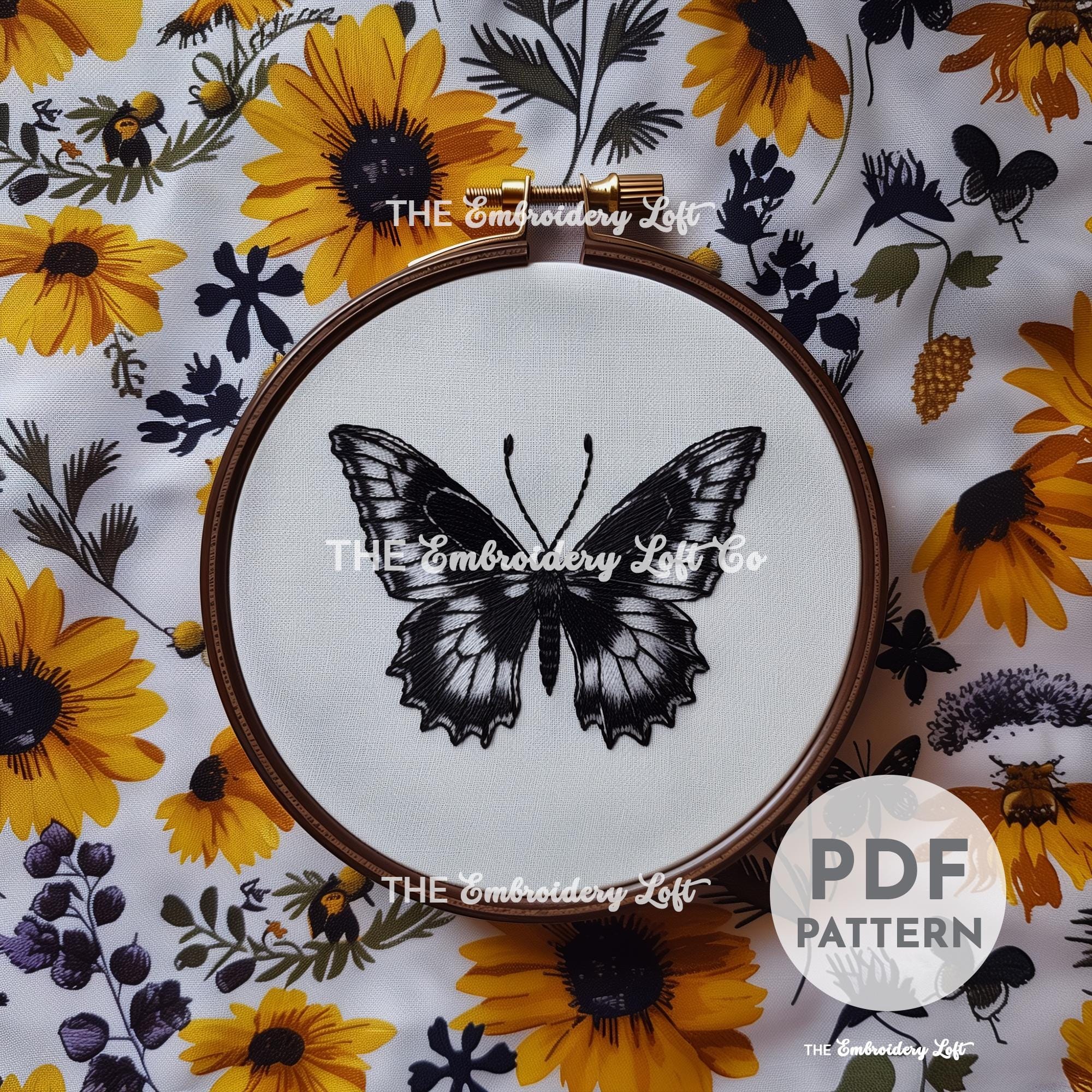 Gothic Butterfly Hand Embroidery Pattern