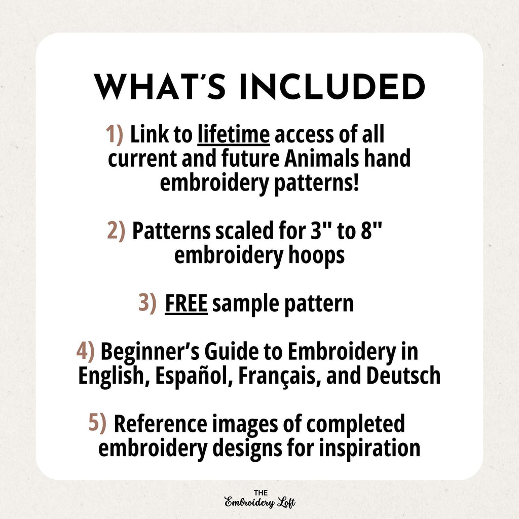 MINI COLLECTION, Animals Hand Embroidery Pattern Collection, Current and Future Designs, Lifetime Access, Hand Embroidery, Embroidery PDF