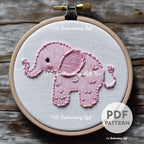 Pink Baby Elephant Hand Embroidery Pattern