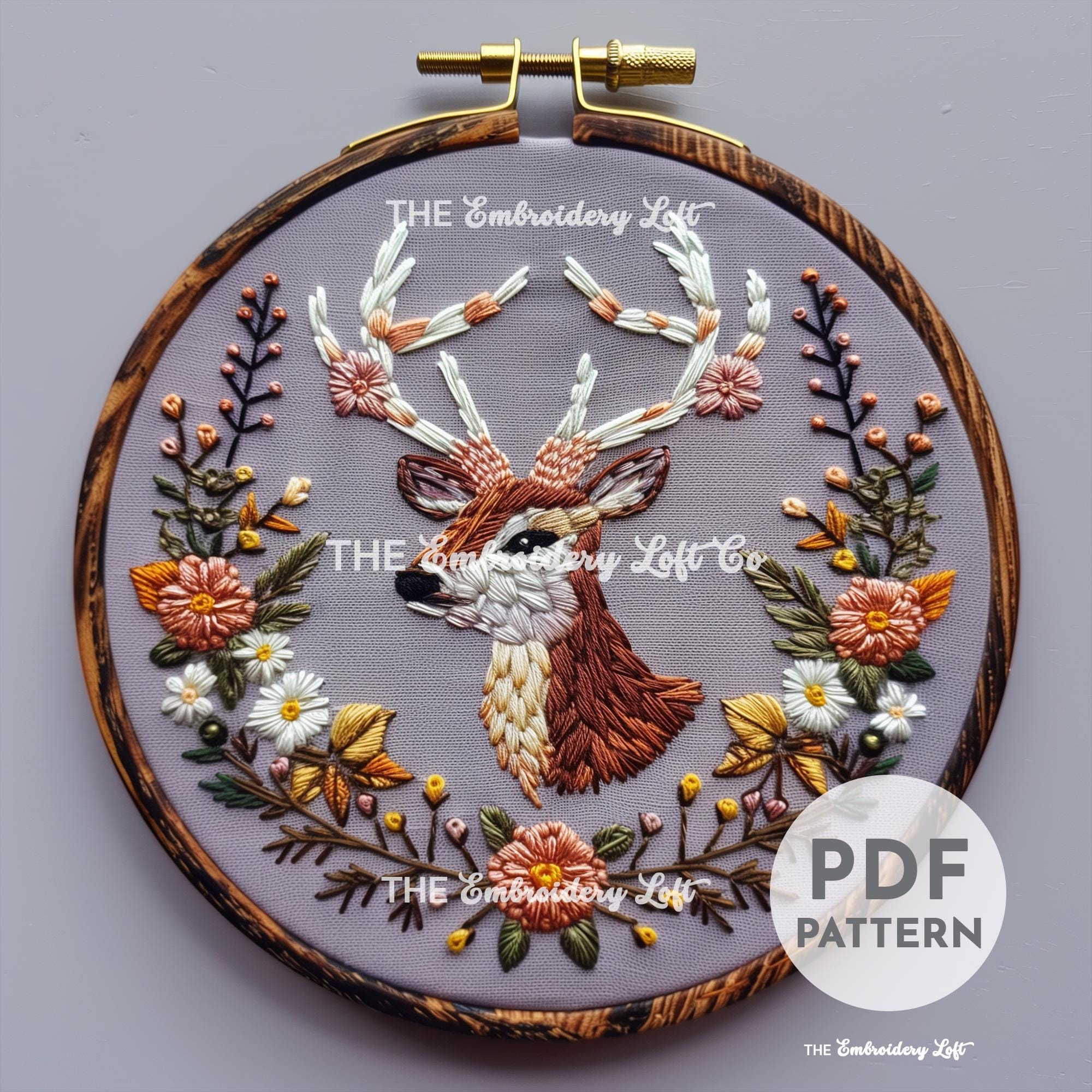 Woodland Deer Hand Embroidery Pattern