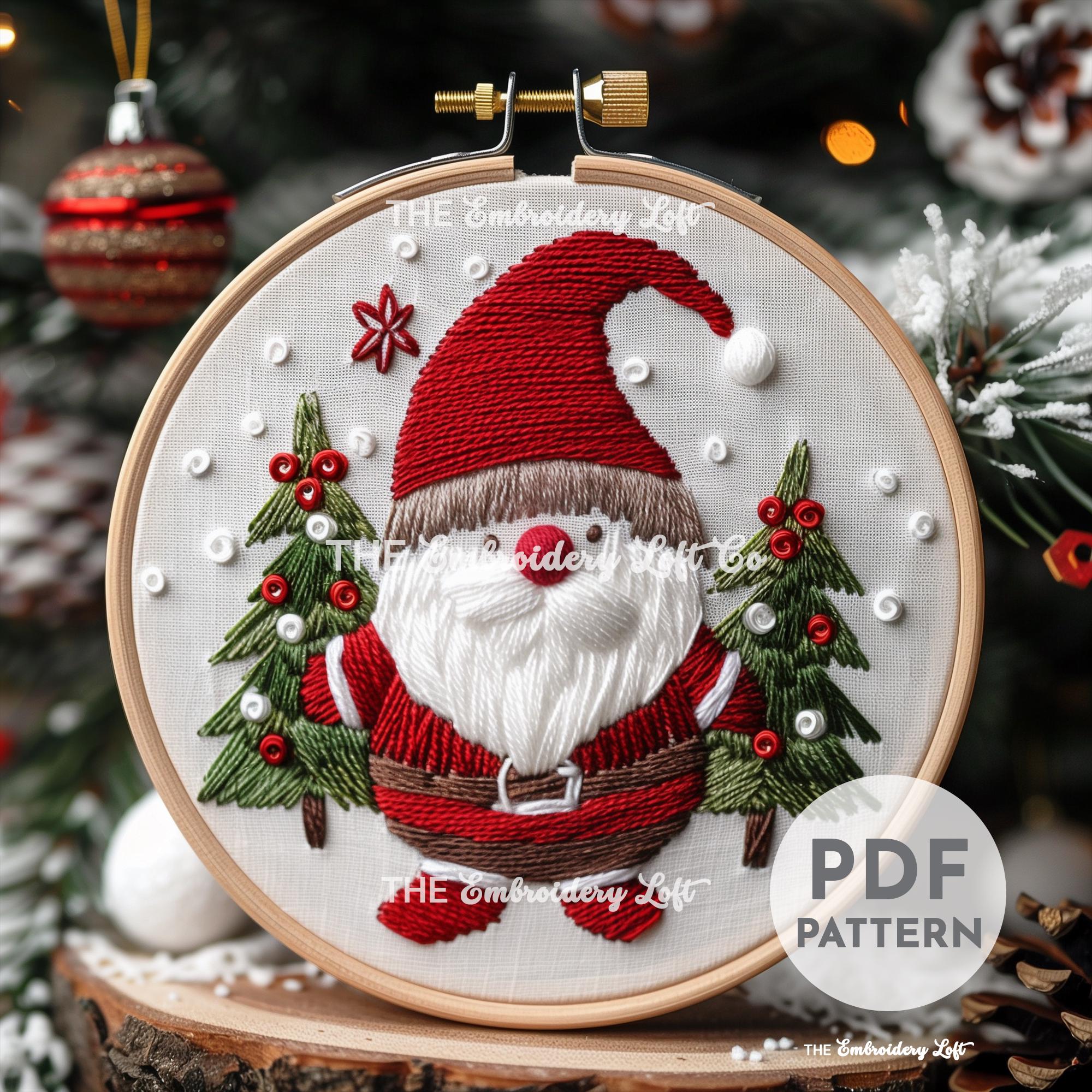 Santa Gnome Hand Embroidery Pattern