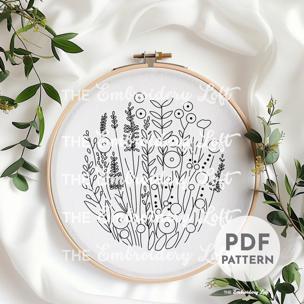 Meadow of Wildflowers Hand Embroidery Pattern