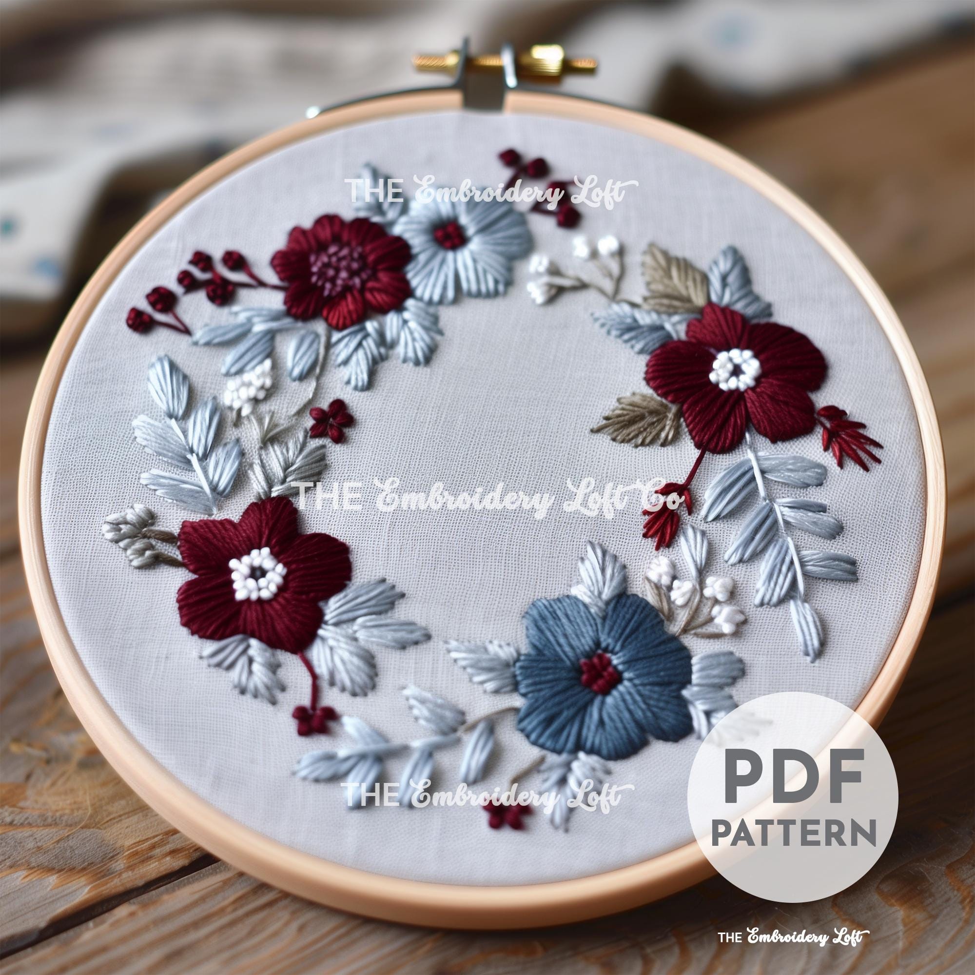 Blue and Purple Hand Embroidery Pattern
