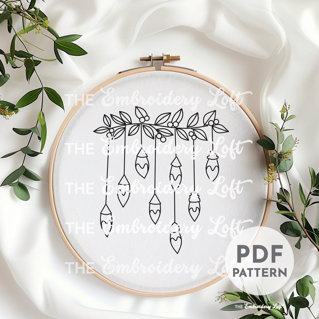 Christmas Lights Hand Embroidery Pattern