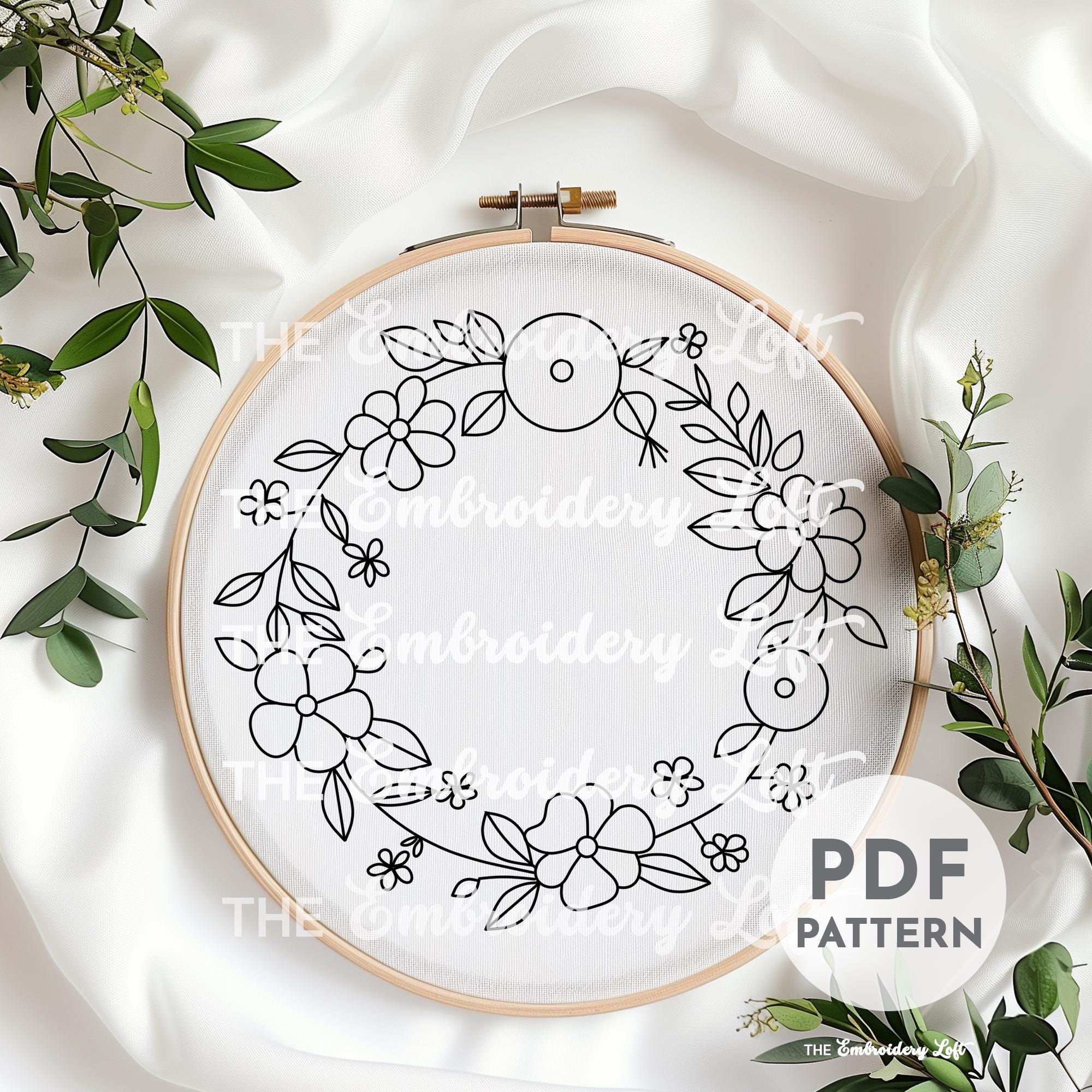Yellow Floral Wreath Hand Embroidery Pattern