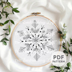 Set of 4 Gold and White Snowflake Hand Embroidery Patterns, Christmas Embroidery Pattern, Snowflake Design, Hand Embroidery Pattern PDF