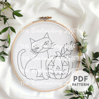 Black Cat Hand Embroidery Pattern