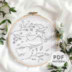 Flying Witch Hand Embroidery Pattern