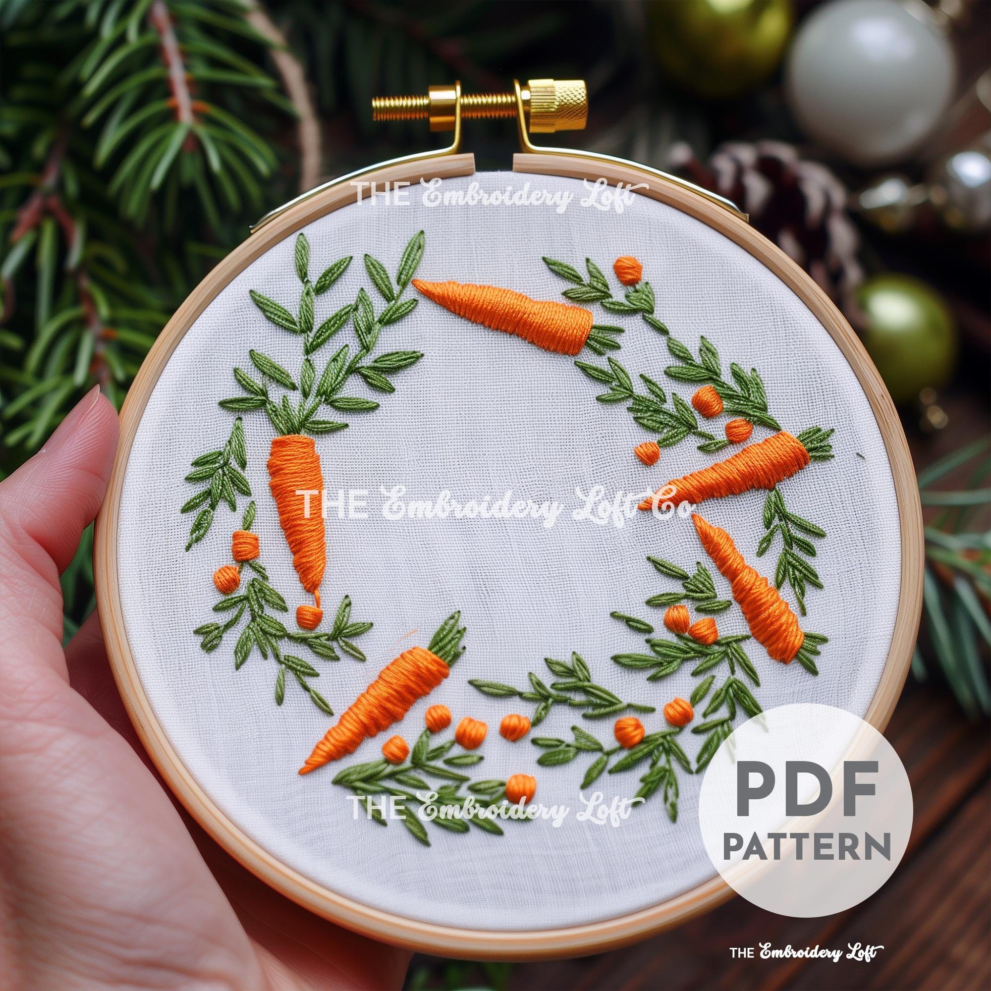 Carrot Wreath Hand Embroidery Pattern