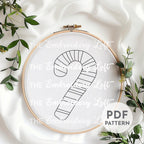 Pink Candy Cane Hand Embroidery Pattern