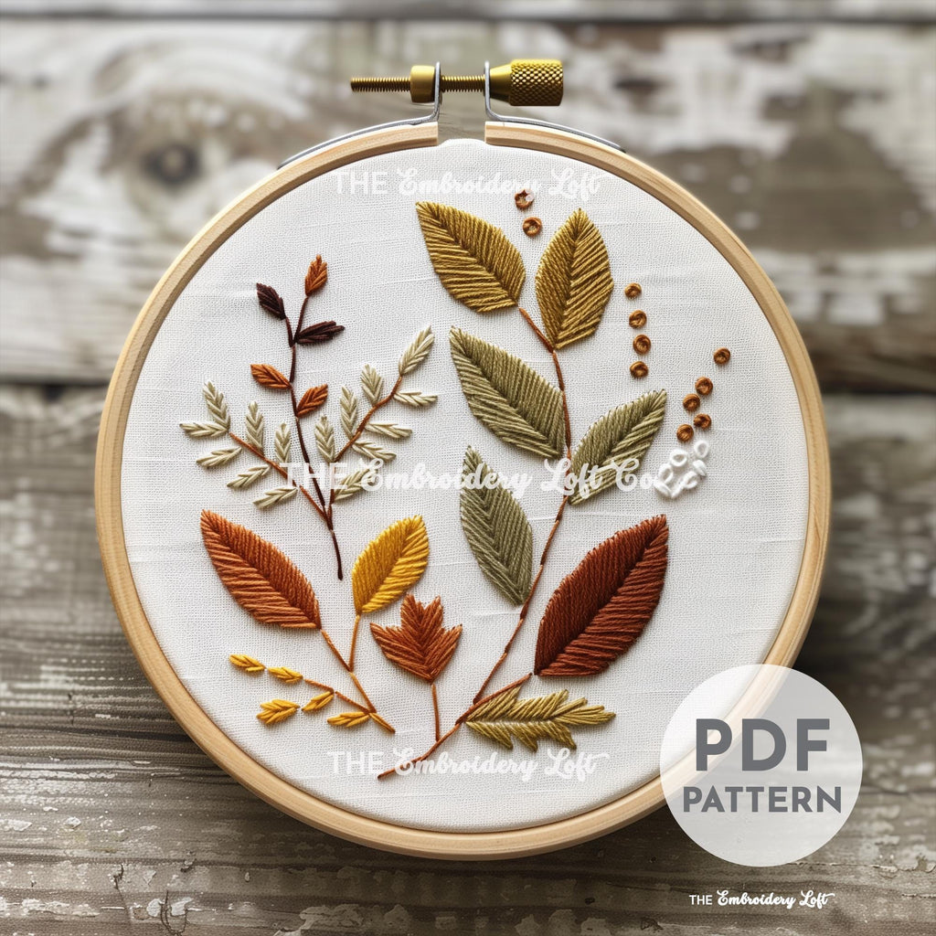 Autumn Leaves Hand Embroidery Pattern