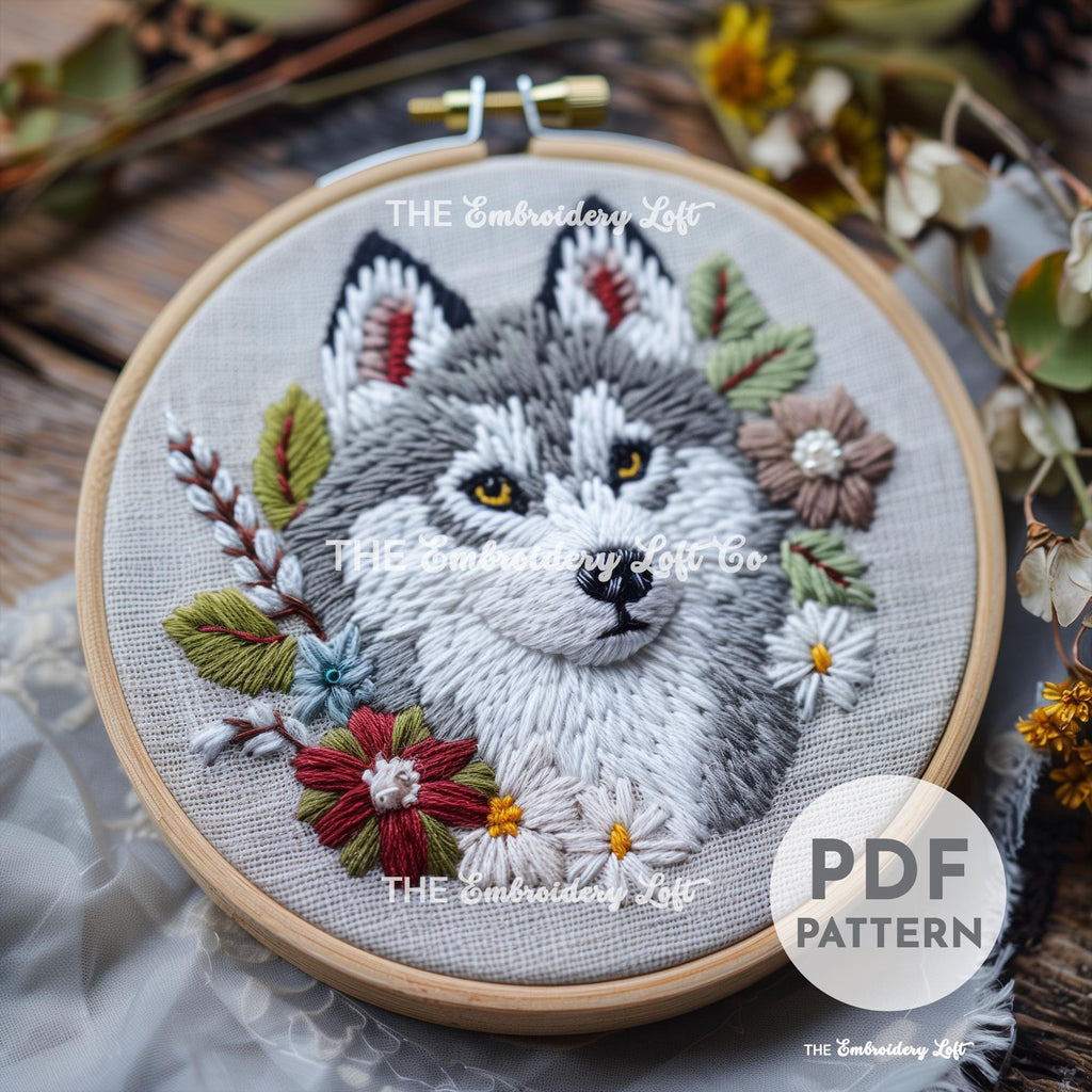 Husky Hand Embroidery Pattern