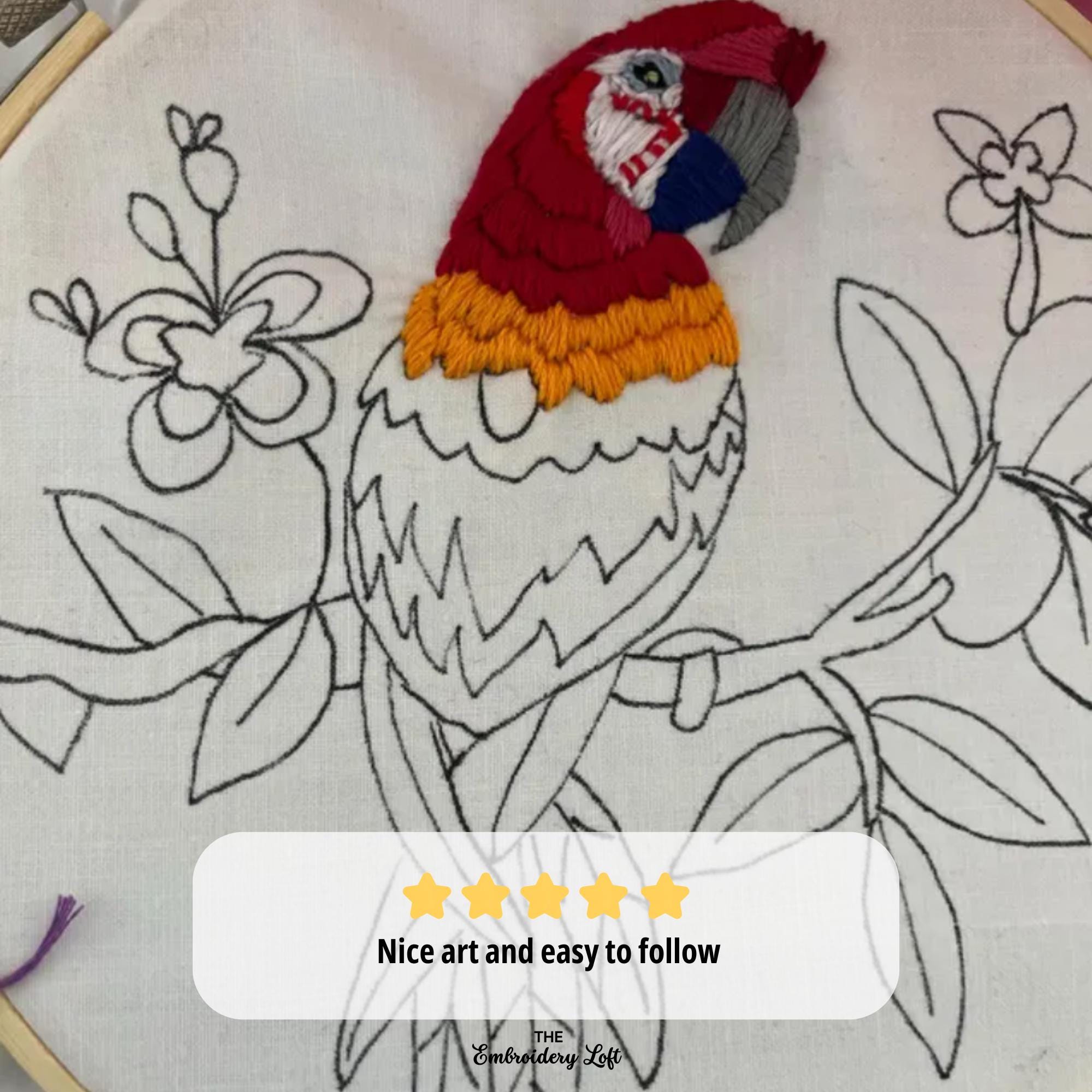 Parrot Hand Embroidery Pattern