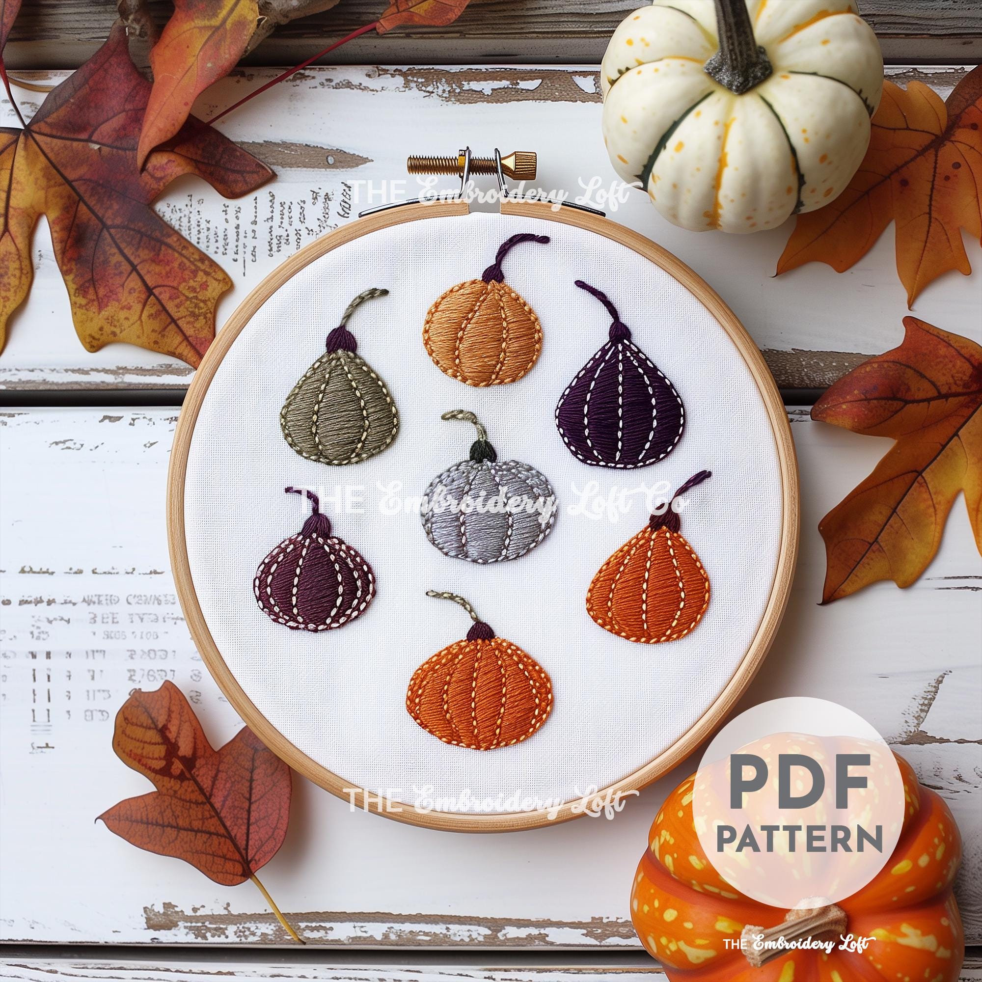Colorful Gourds Hand Embroidery Pattern