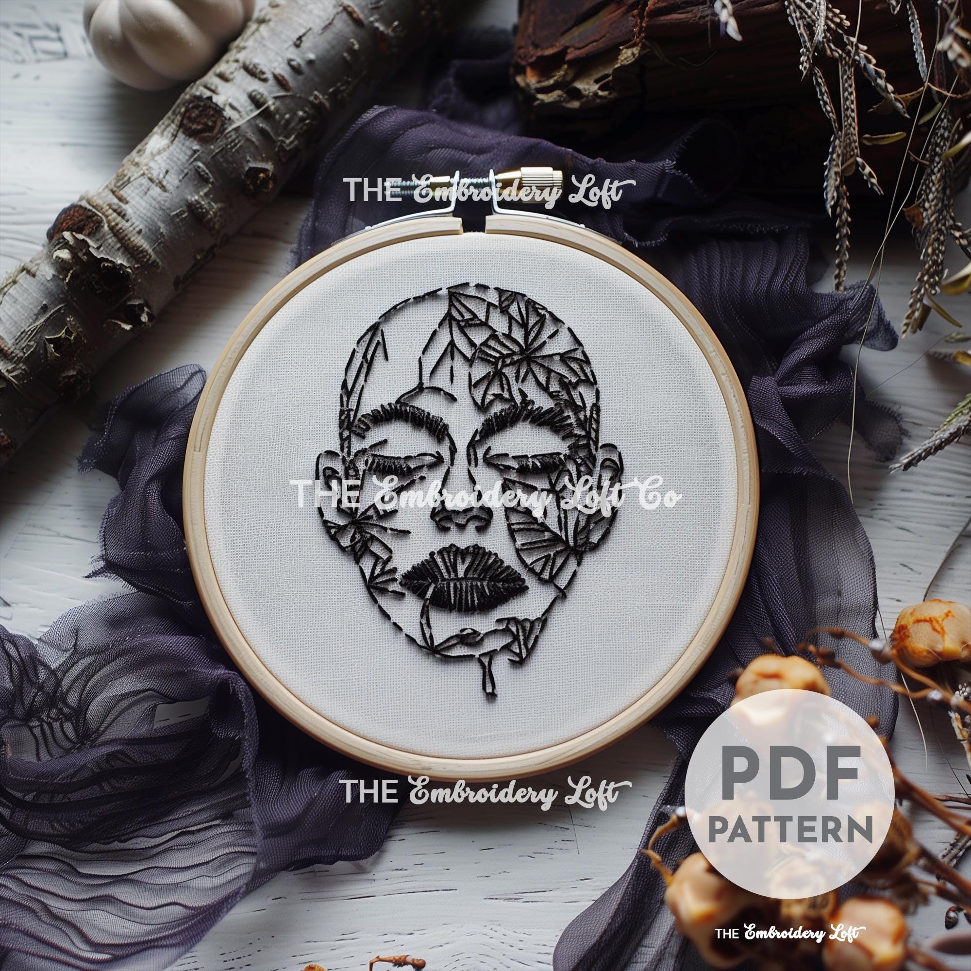 Witchy Mask Hand Embroidery Pattern