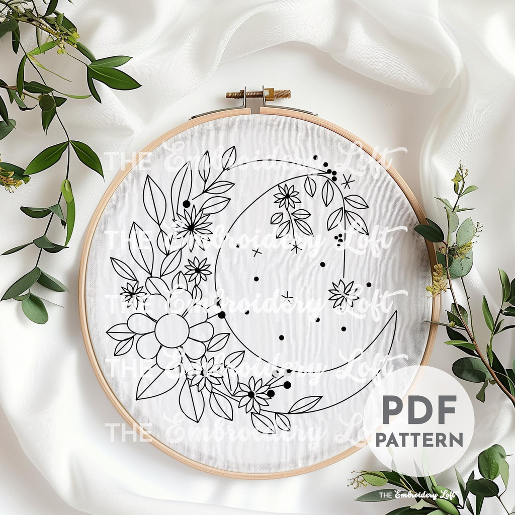 Forest Moon Hand Embroidery Pattern
