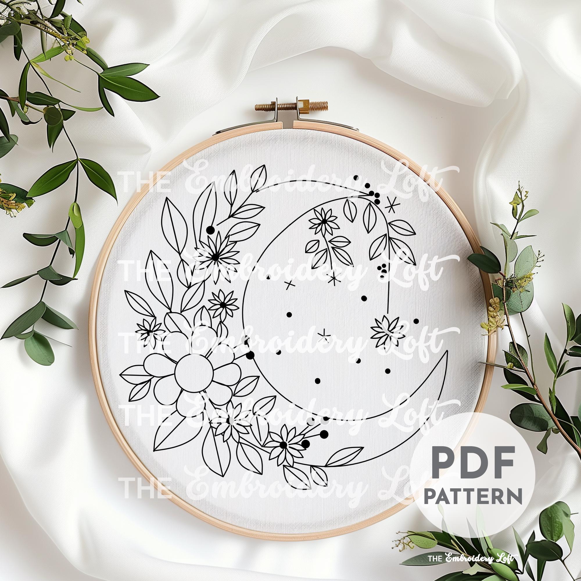 Forest Moon Hand Embroidery Pattern