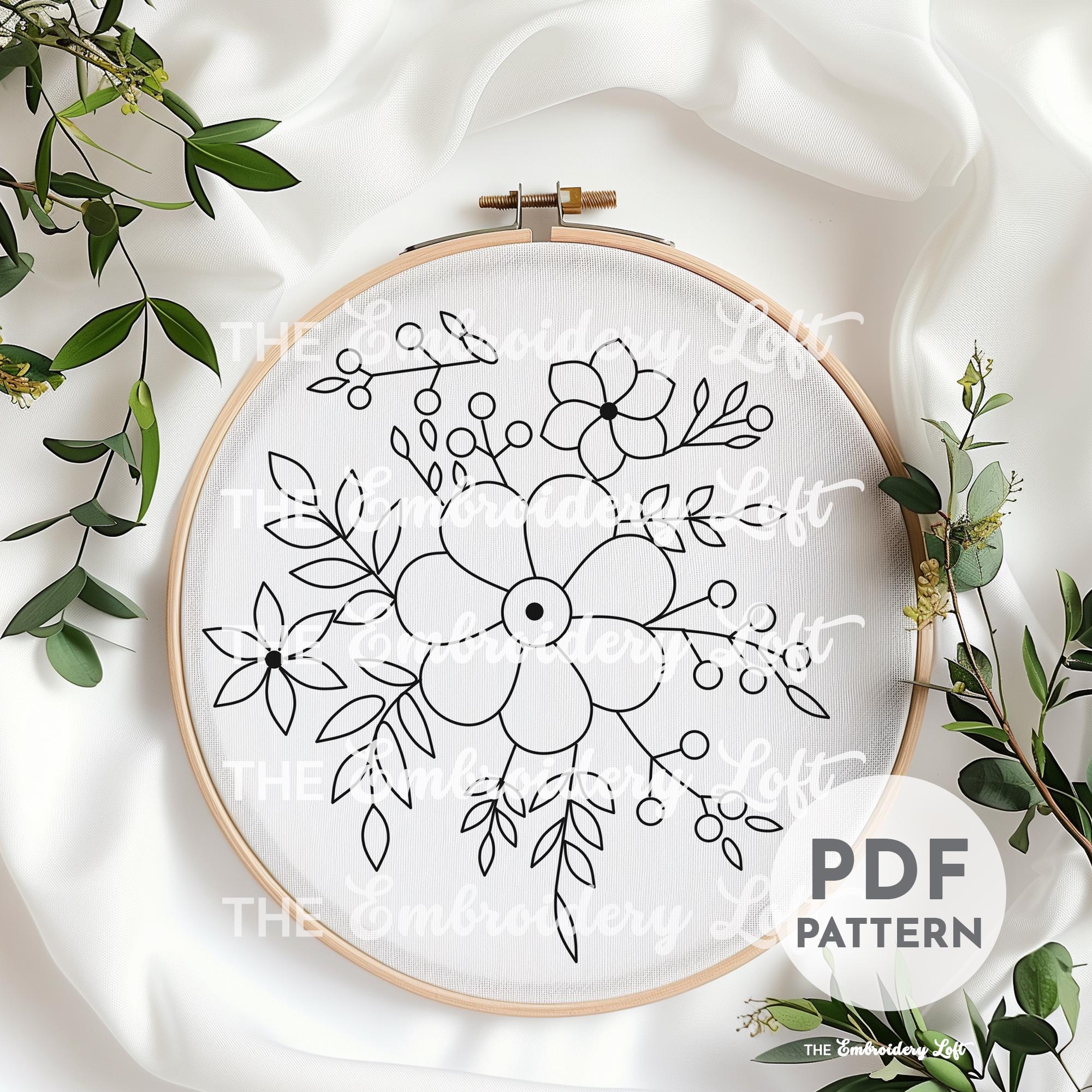 Pink Folk Flower Hand Embroidery Pattern