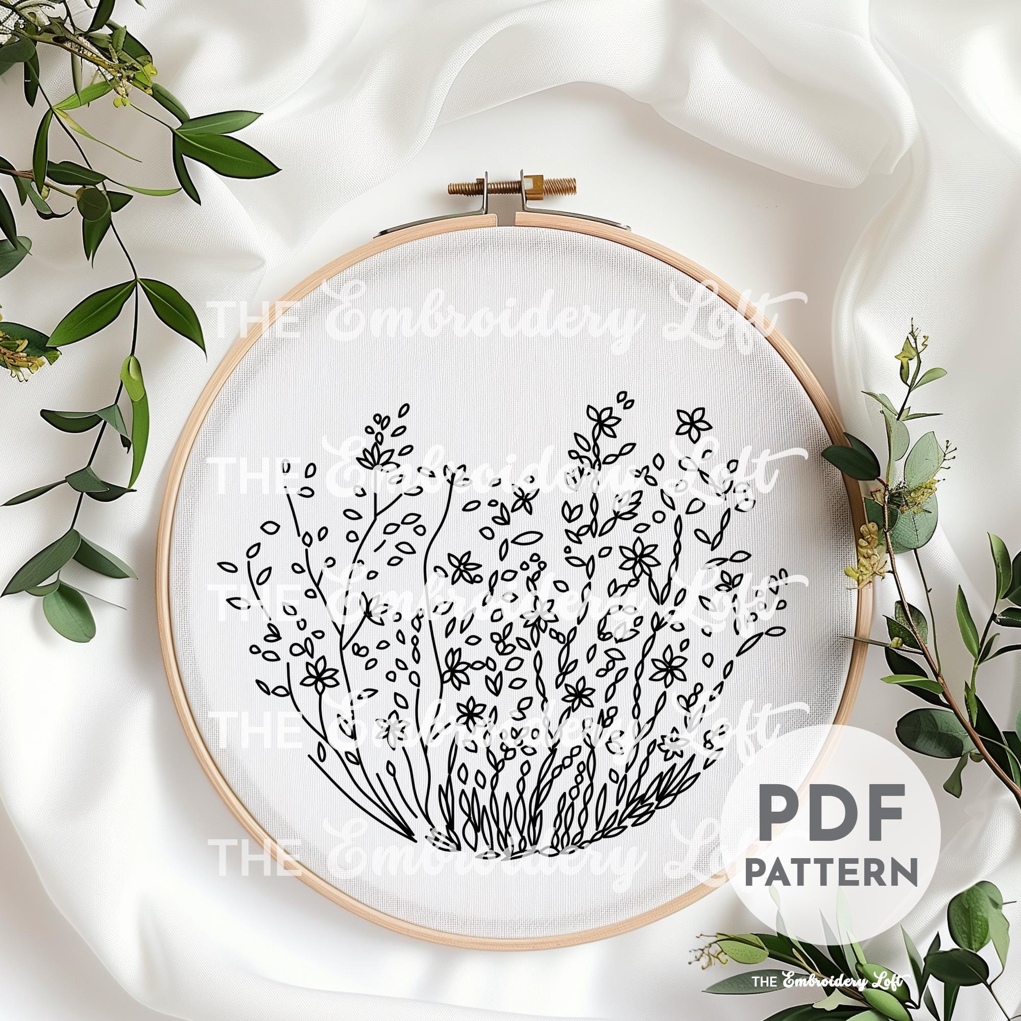 Pink Spring Flowers Hand Embroidery Pattern