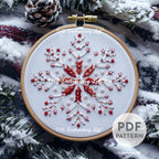 Red and White Snowflake Hand Embroidery Pattern