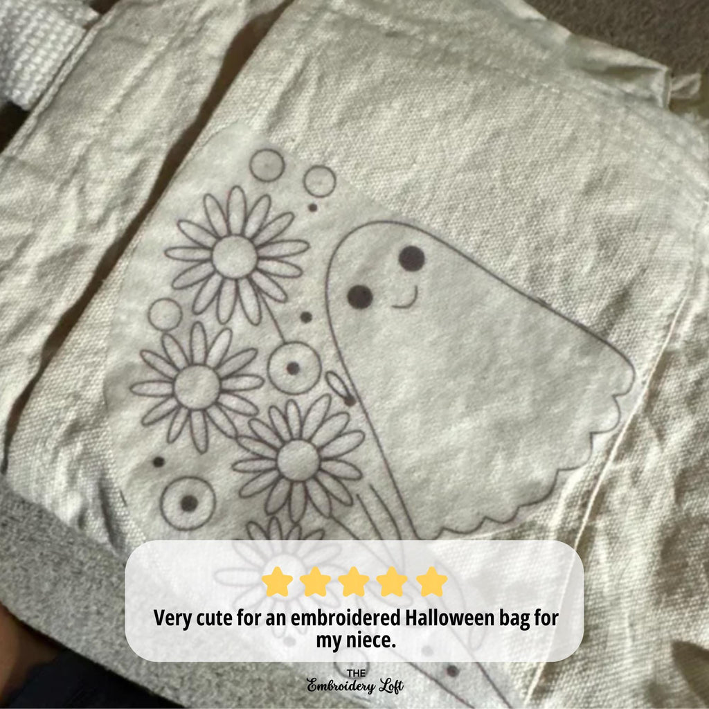 Retro Floral Ghost Hand Embroidery Pattern