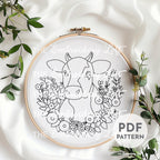 Floral Cow Hand Embroidery Pattern