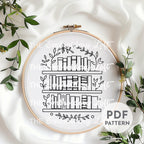 Floral Bookshelf Hand Embroidery Pattern