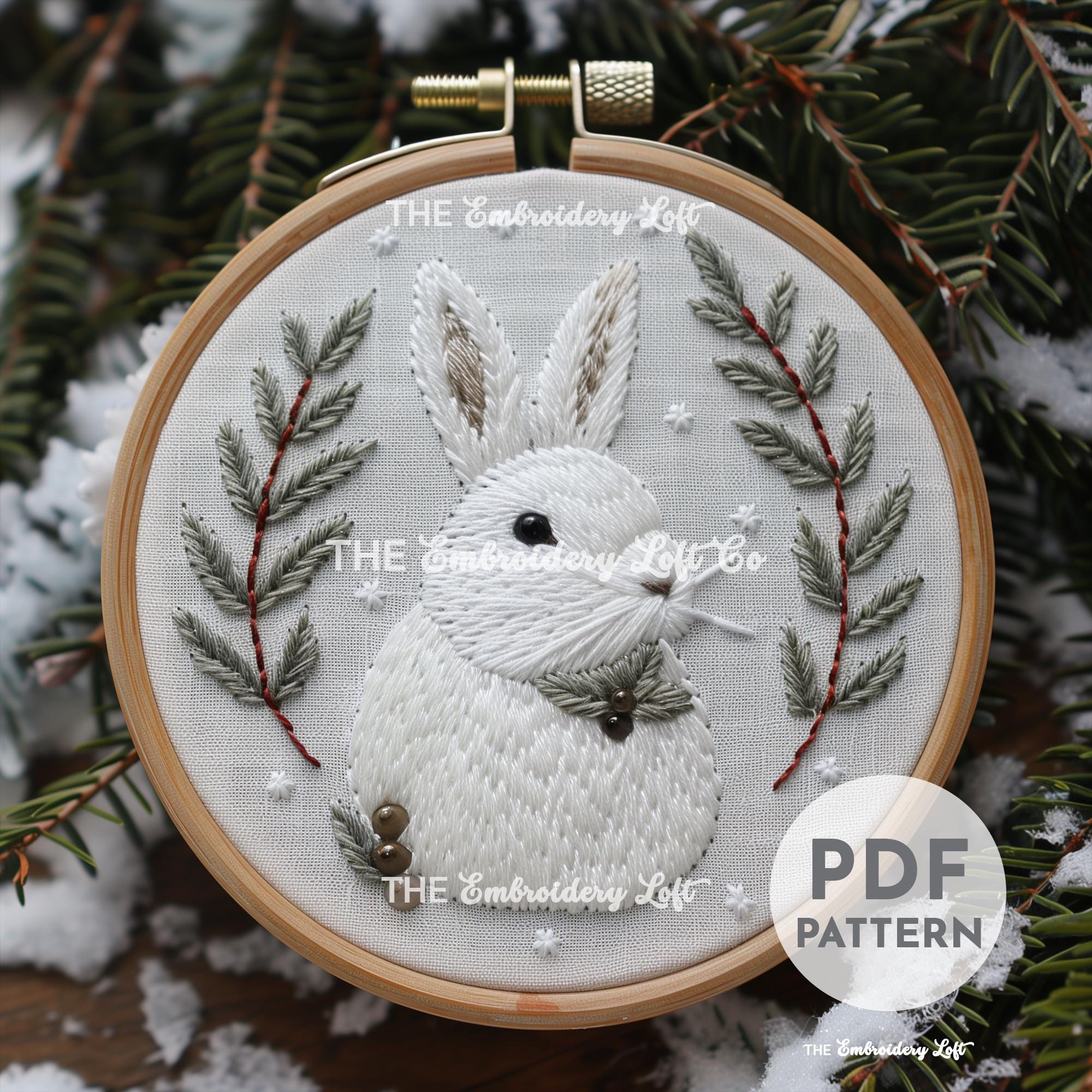 Winter Bunny Hand Embroidery Pattern