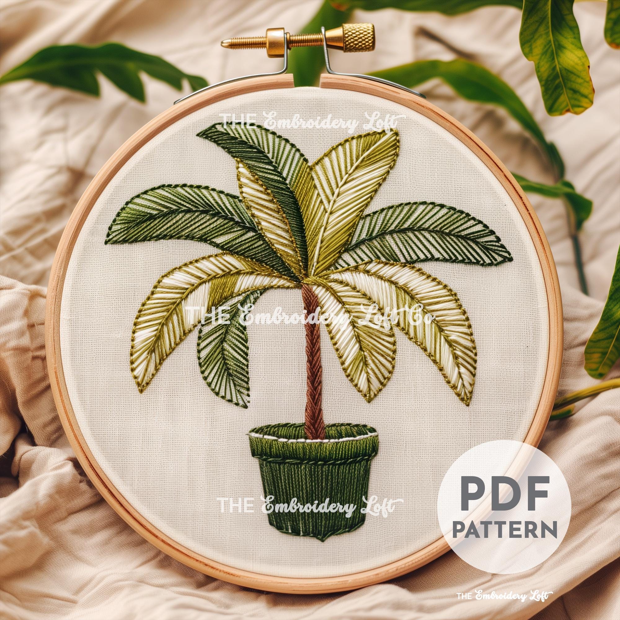 Palm Tree Hand Embroidery Pattern