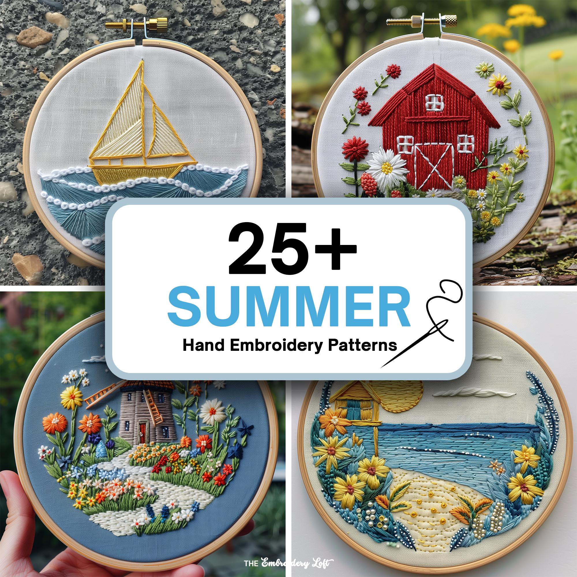 MINI COLLECTION, Summer Hand Embroidery Pattern Collection, Current and Future Designs, Lifetime Access, Hand Embroidery, DIY