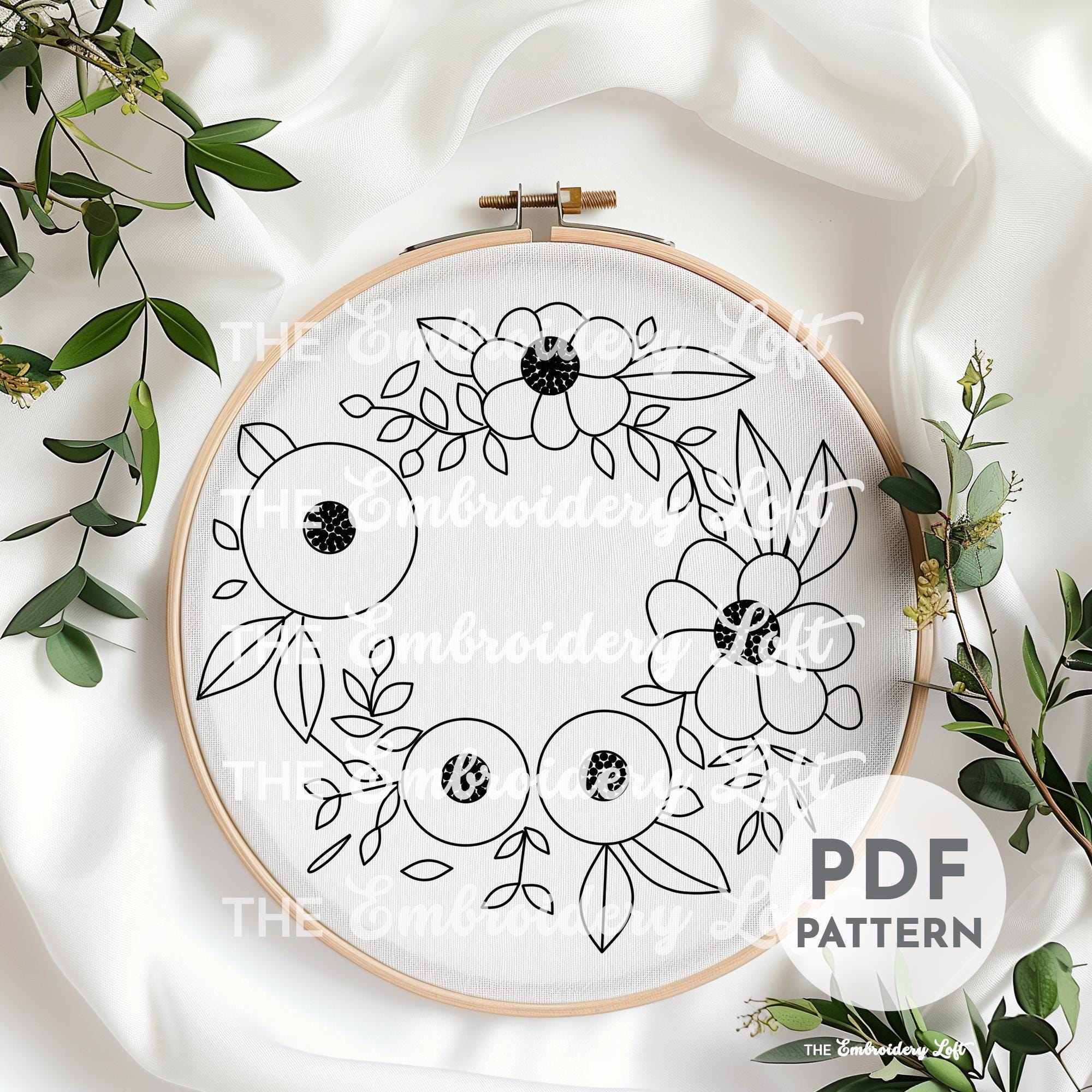 Marigold Wreath Hand Embroidery Pattern