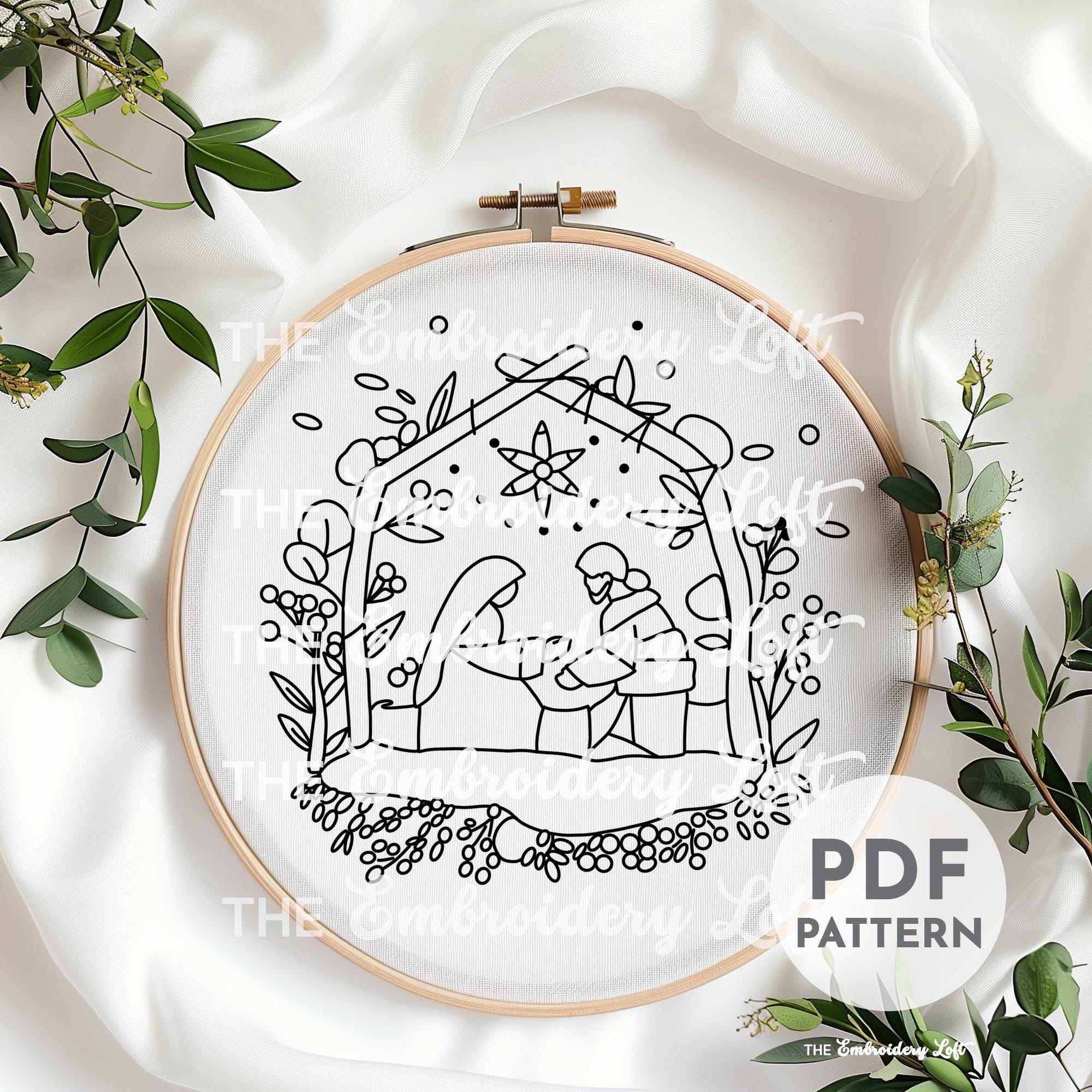 Nativity Scene Hand Embroidery Pattern