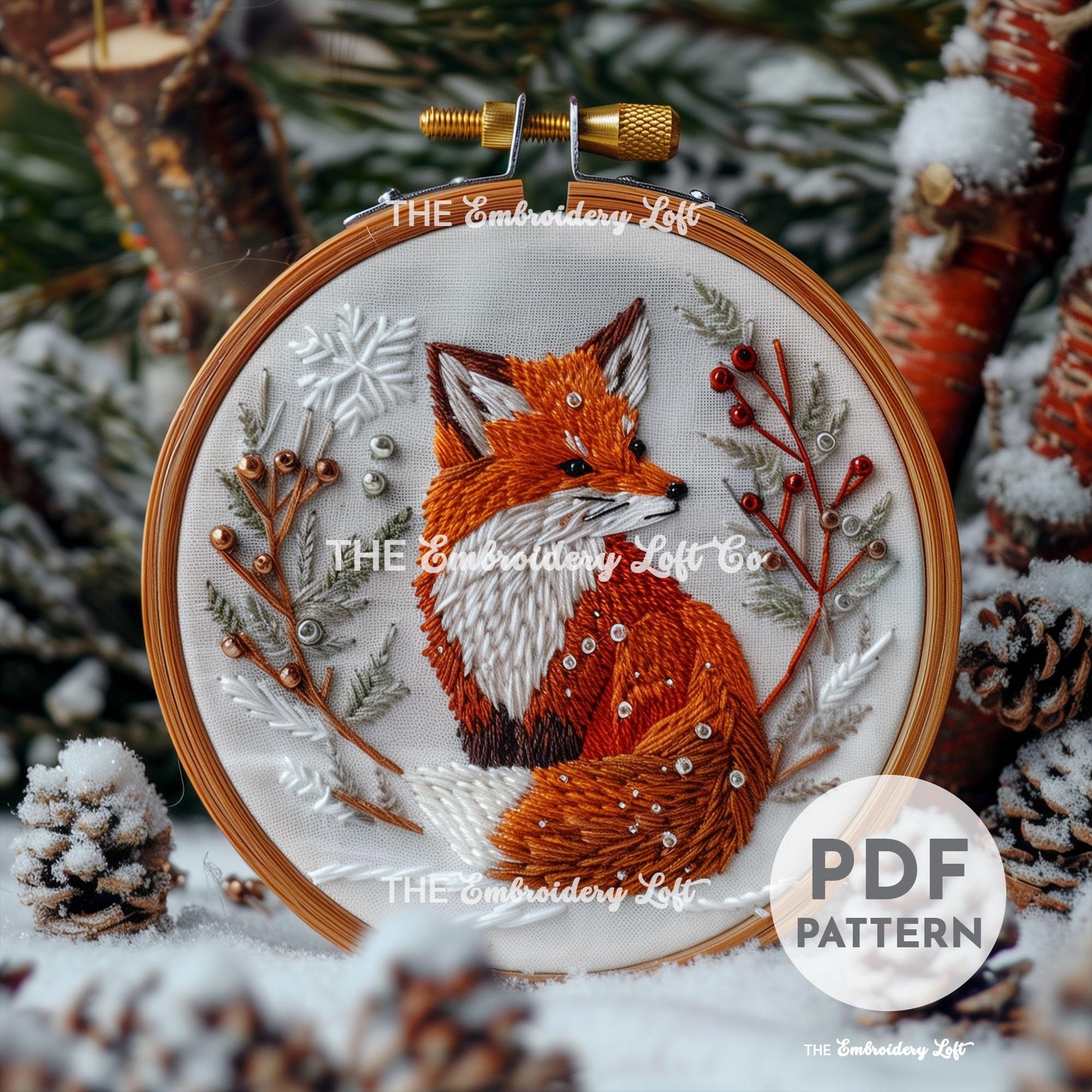 Winter Fox Hand Embroidery Pattern