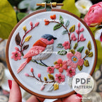 Pink Folk Bird Hand Embroidery Pattern