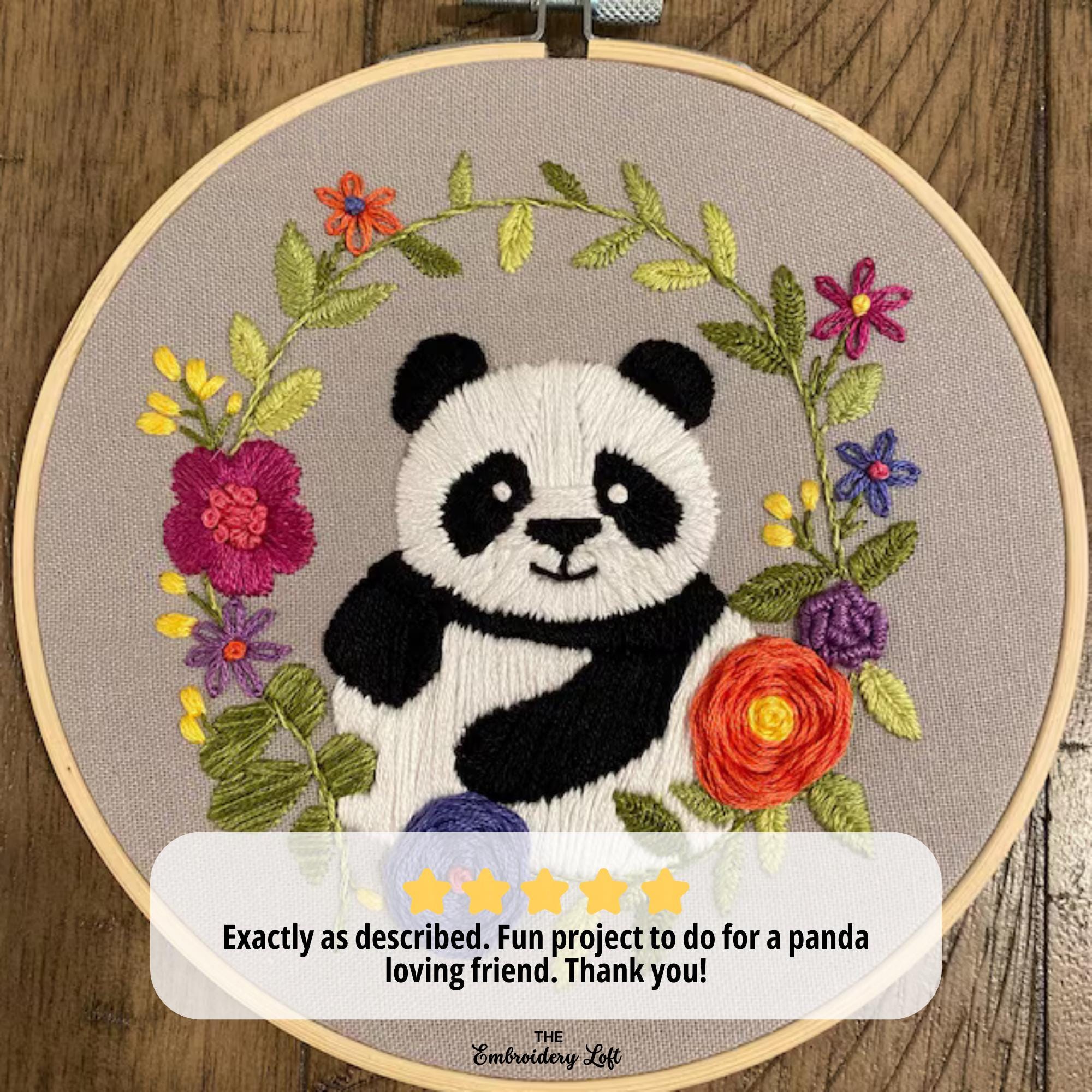 Panda Hand Embroidery Pattern