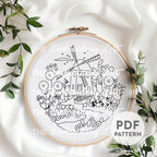 Dutch Windmill Hand Embroidery Pattern
