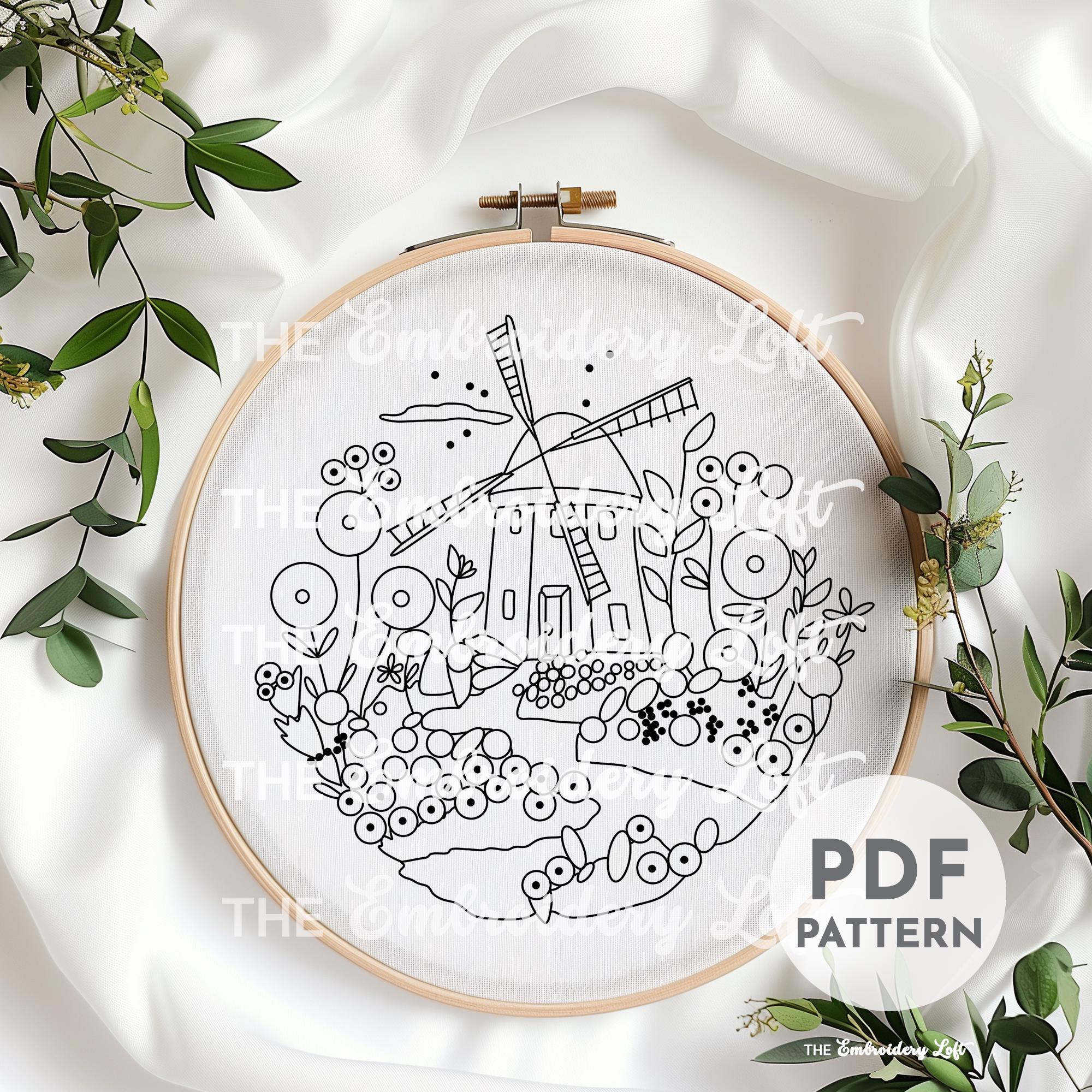 Dutch Windmill Hand Embroidery Pattern