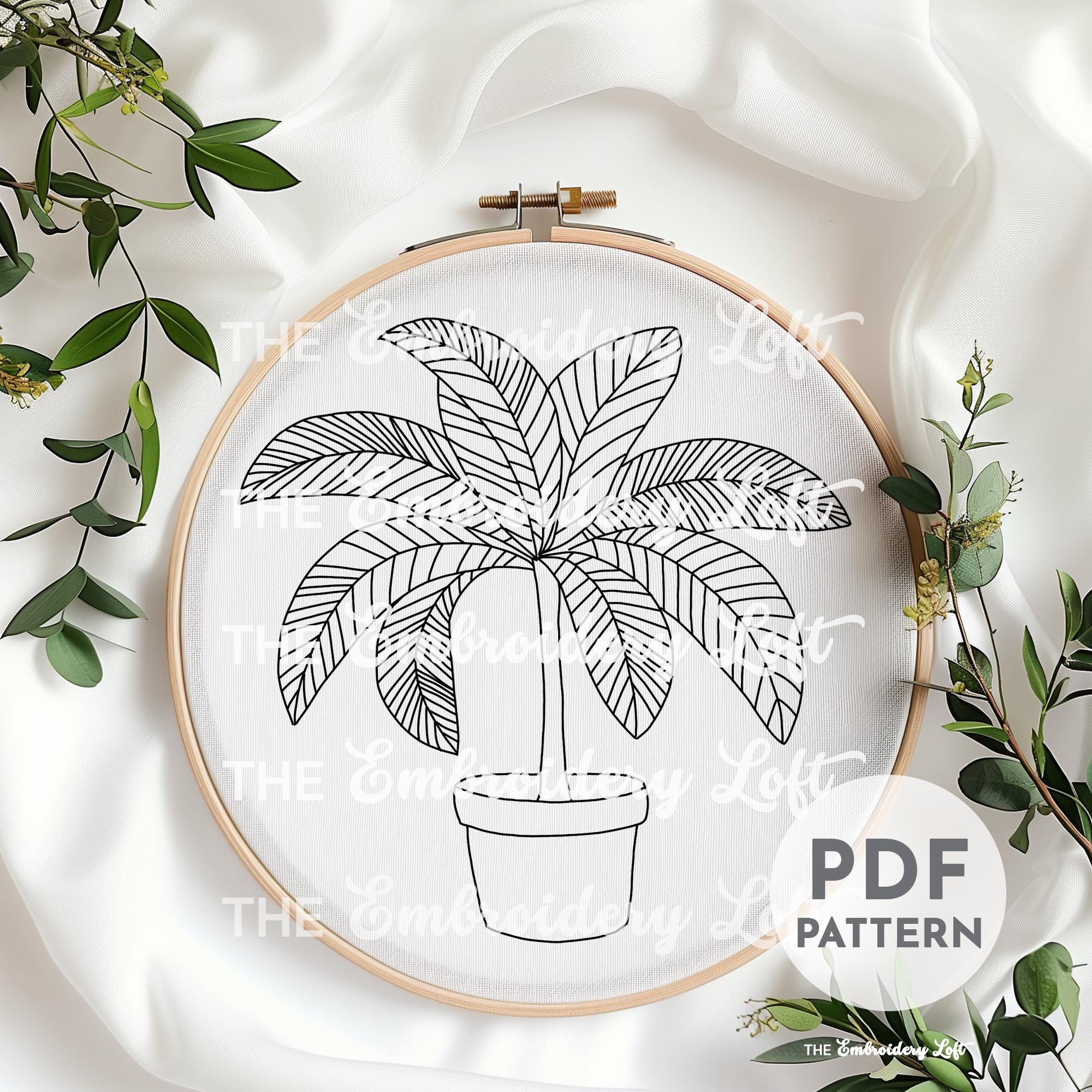 Palm Tree Hand Embroidery Pattern