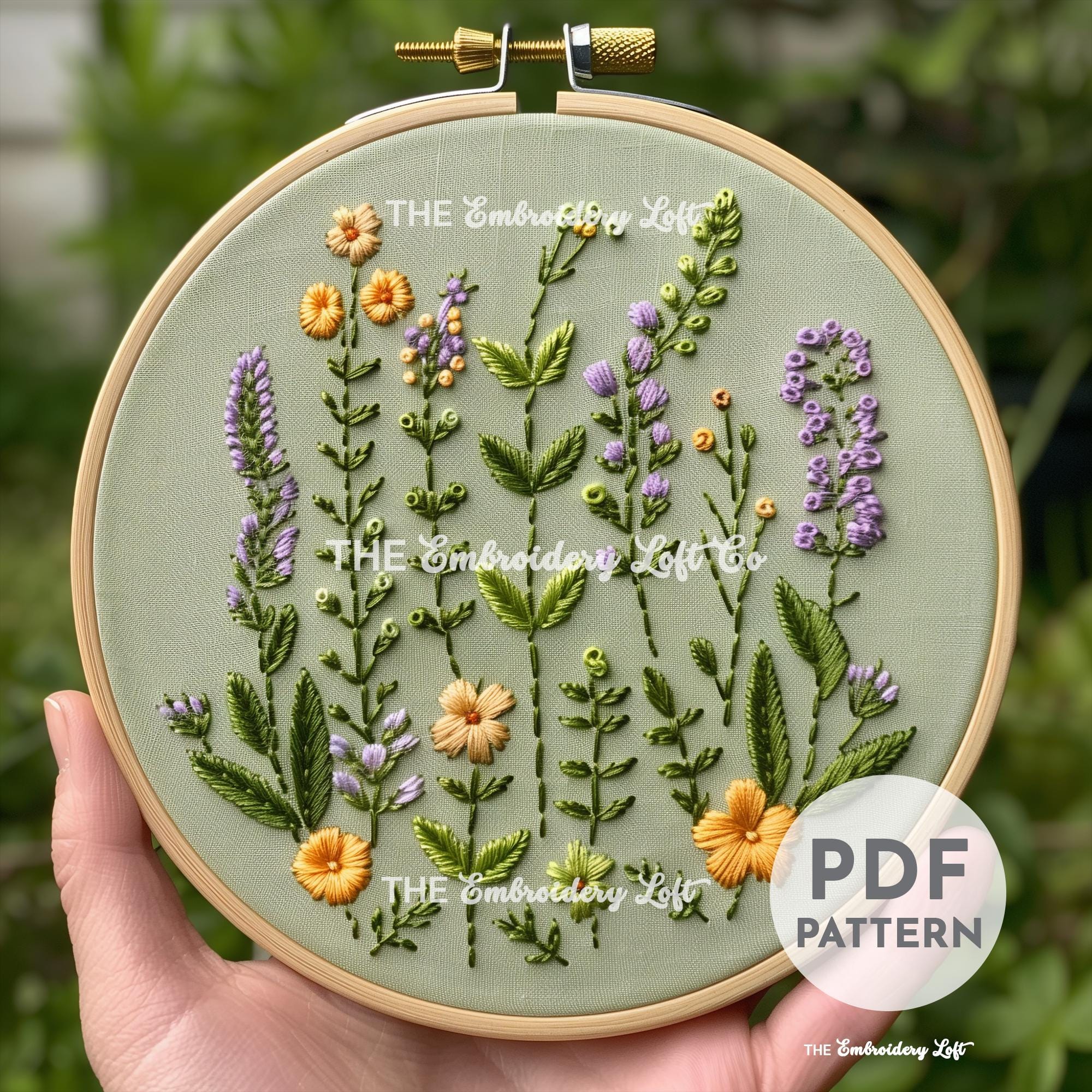 Meadow of Wildflowers Hand Embroidery Pattern