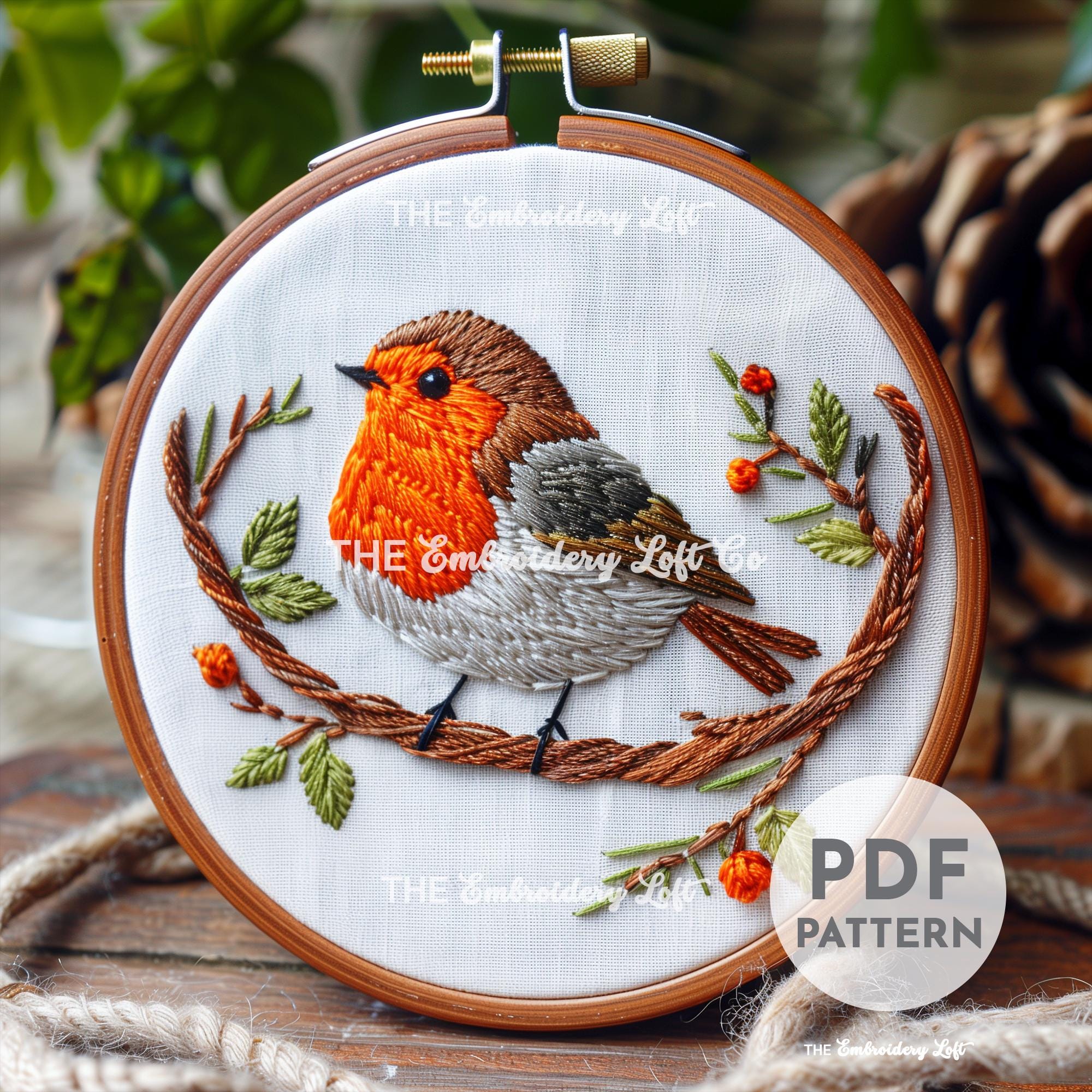 Spring Robin Hand Embroidery Pattern