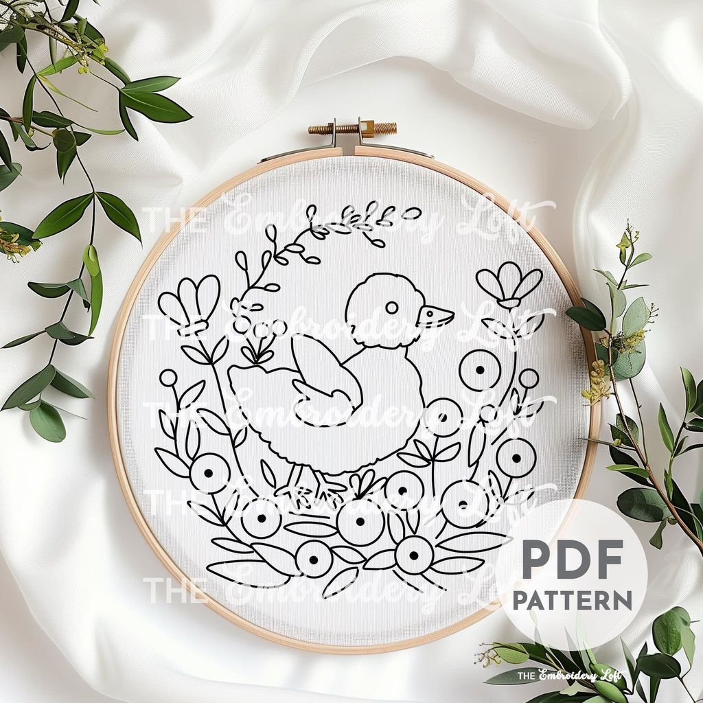 Baby Duck Hand Embroidery Pattern