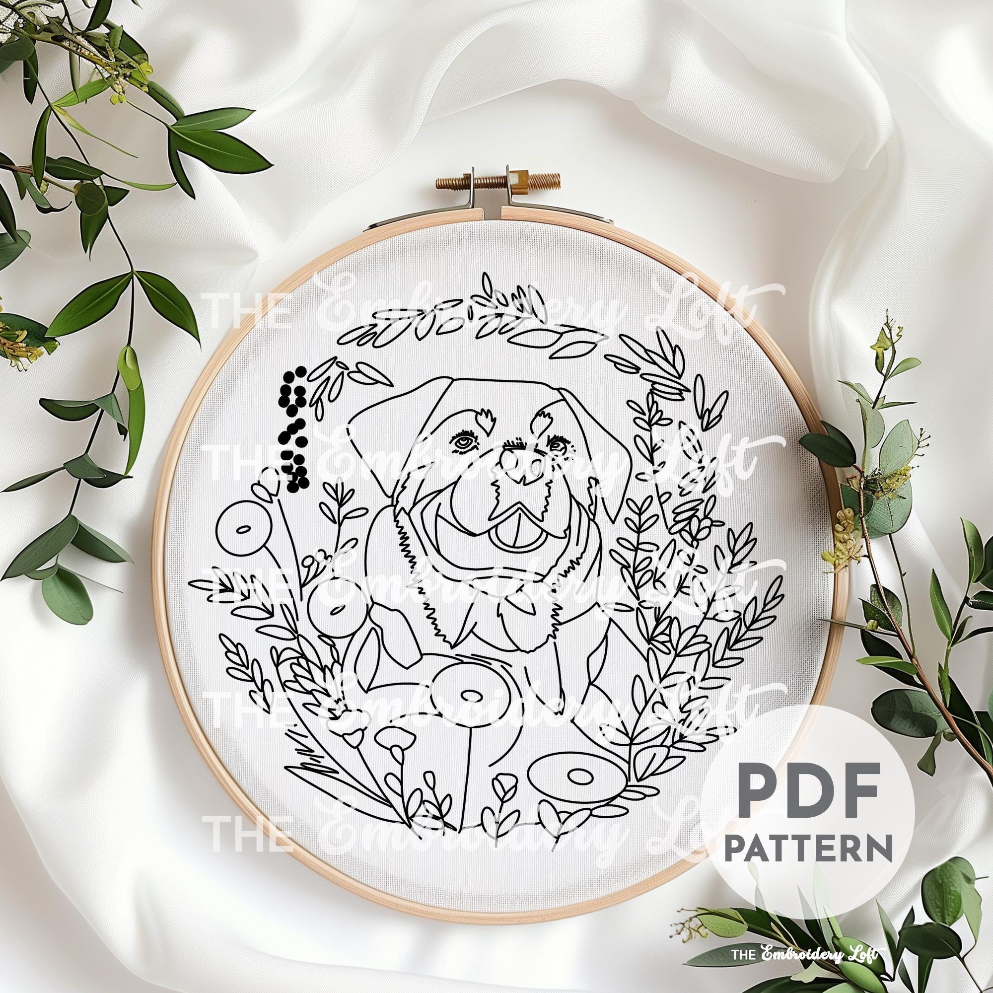 Rottweiler Hand Embroidery Pattern