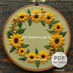 Sunflower Wreath Hand Embroidery Pattern