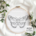 Monarch Butterfly Hand Embroidery Pattern