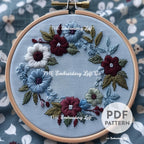 Blue Wreath Hand Embroidery Pattern