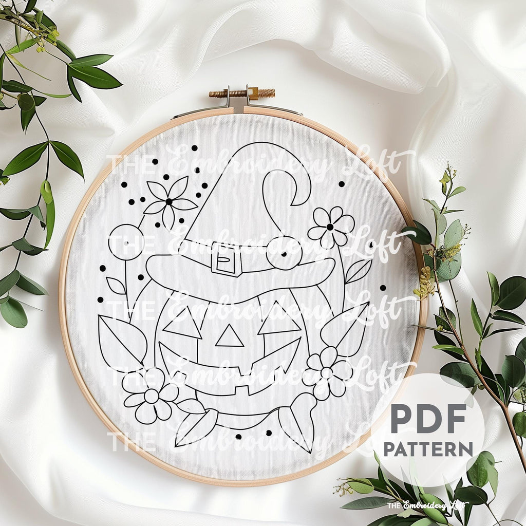 Witchy Pumpkin Hand Embroidery Pattern