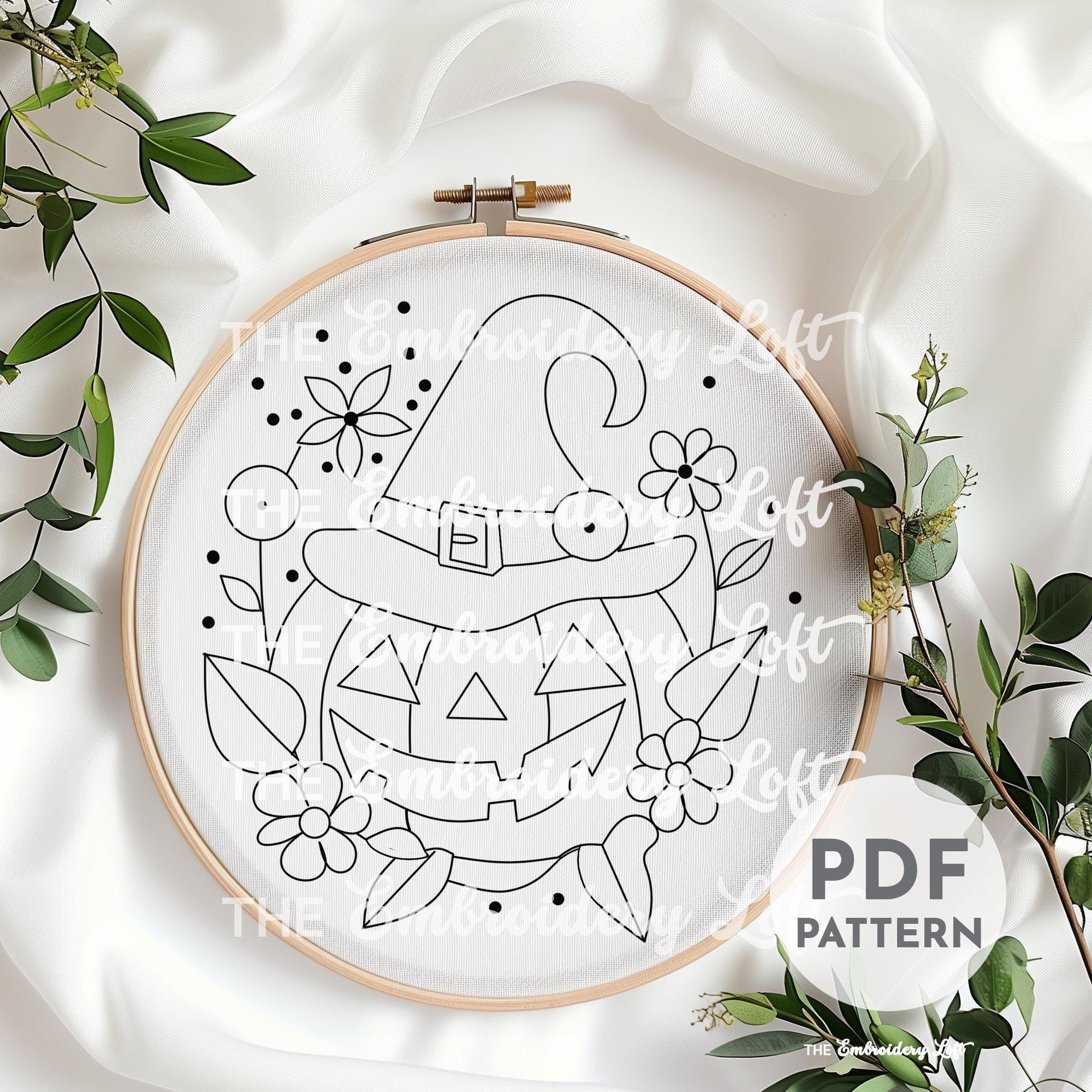 Witchy Pumpkin Hand Embroidery Pattern